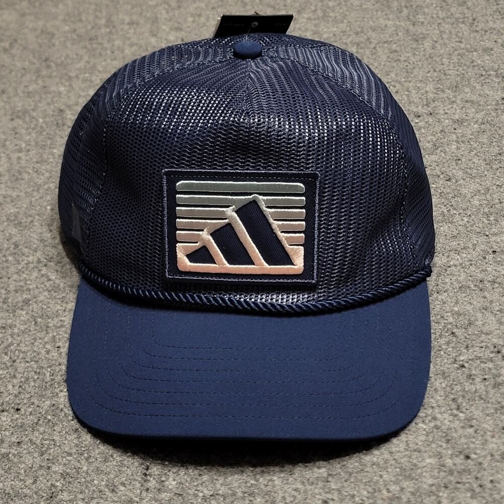 Adidas Hat Baseball Cap Mens Navy Golf Novelty Mesh Trucker Snapback 3 Stripes